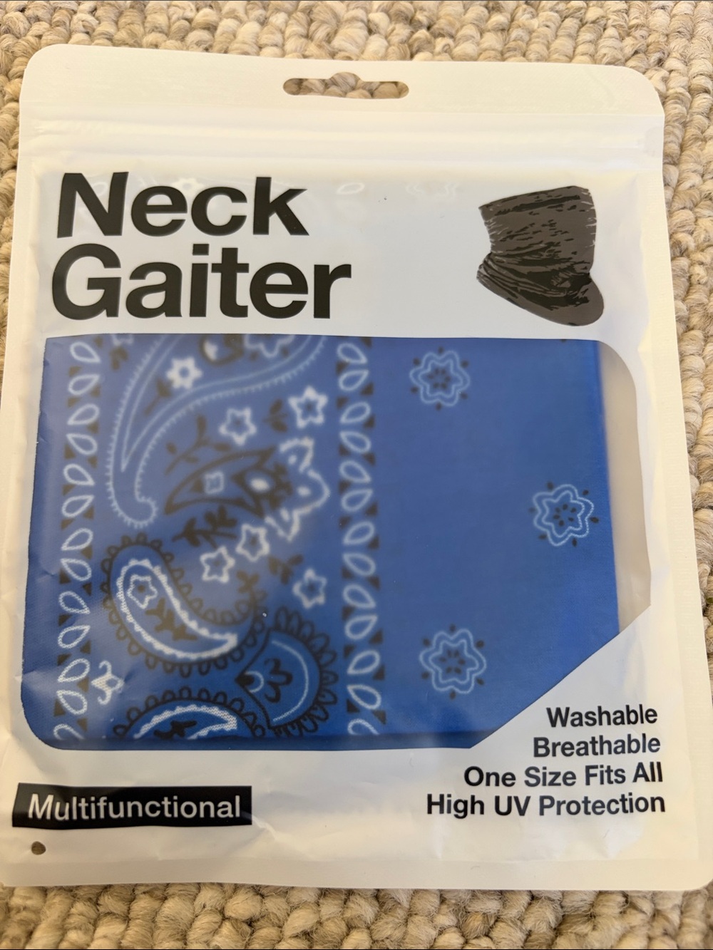 Men's Blue Paisley Neck Gaiter - Multifunctional Face Mask